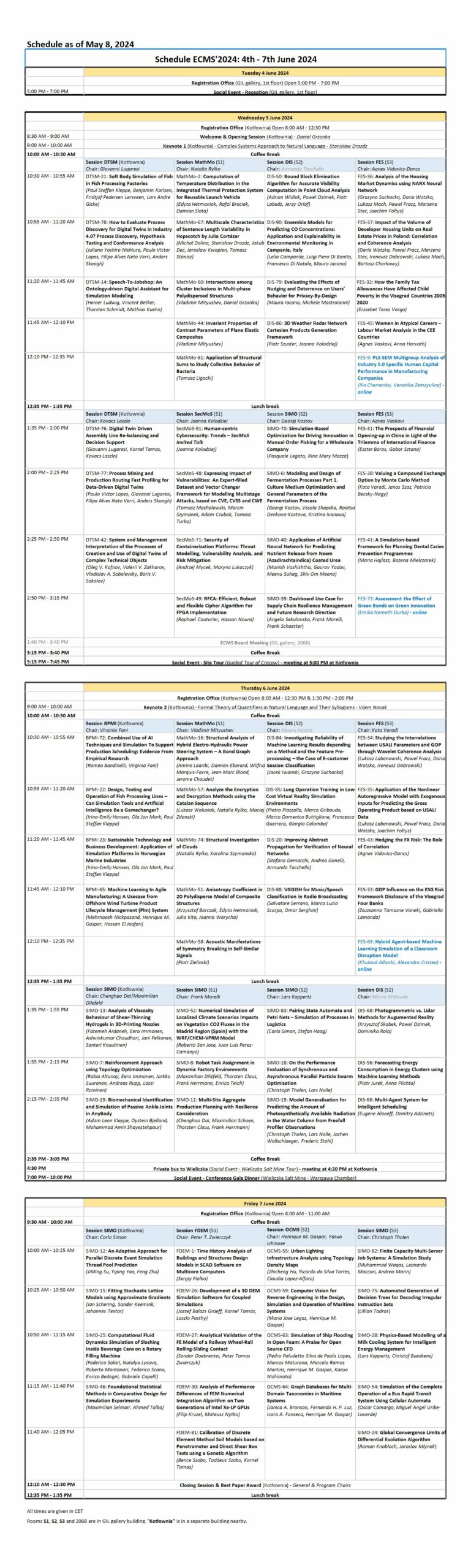 ECMS Schedule